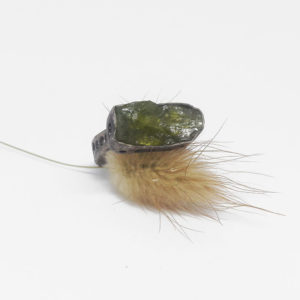 Unique raw peridot ring