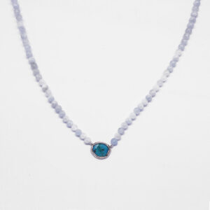 Aquamarina necklace with turquoise stone pendant