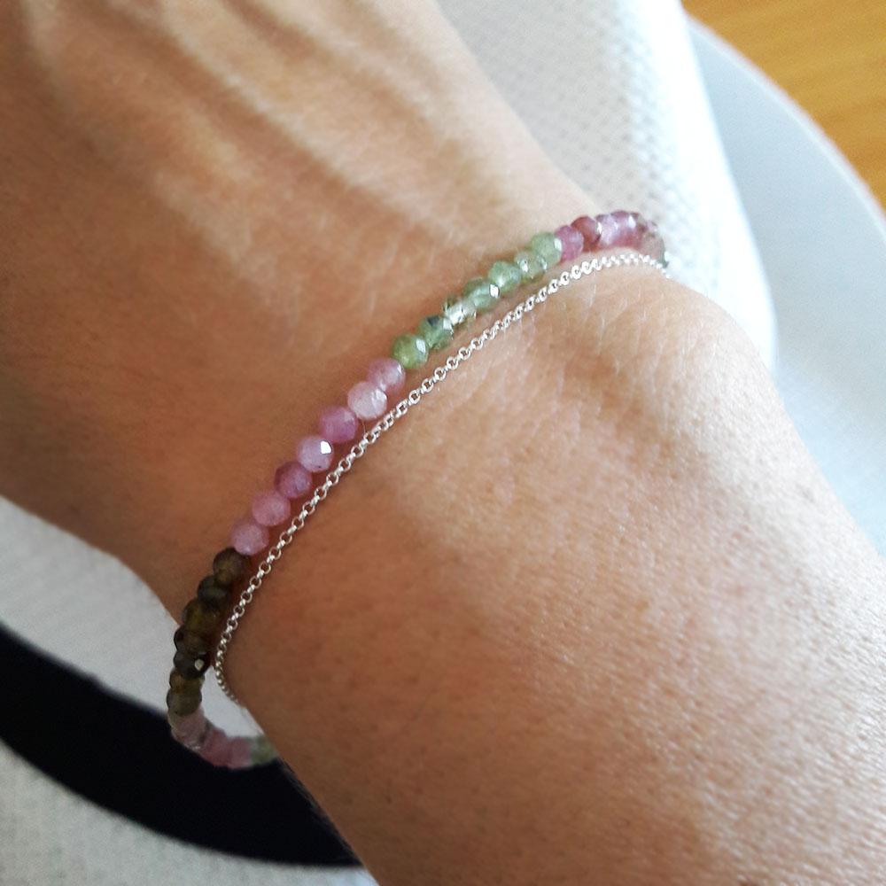 Tourmaline necklace (bracelet) with silver chain - Image 4